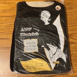 Lady Montclair Vintage Black Long Sleeve Stretch Shell Jewel Neck Top